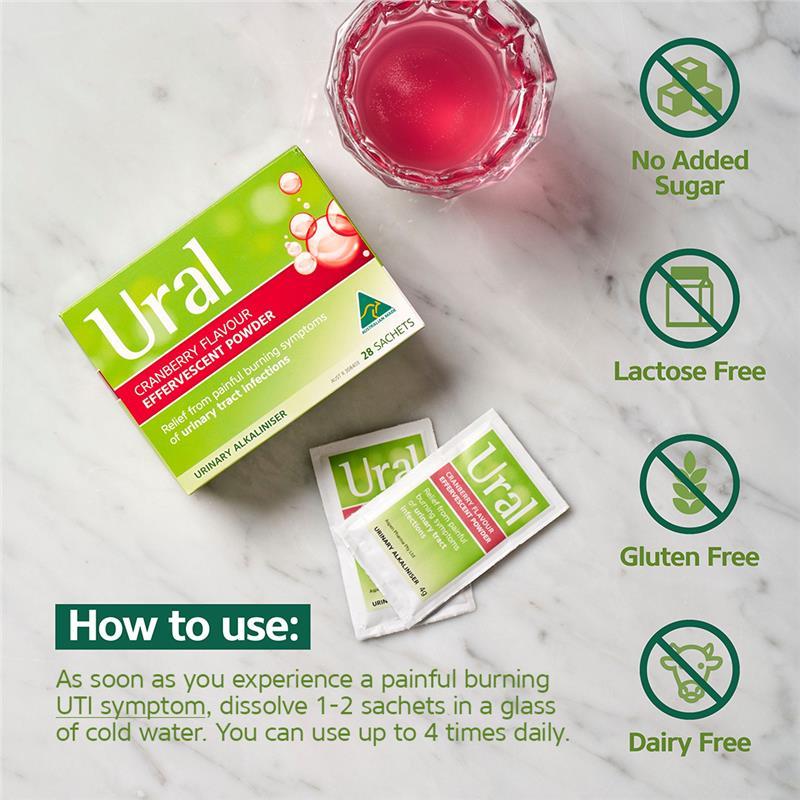 Ural Effervescent Powder Cranberry 28 Sachets
