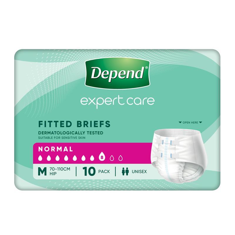 Depend Expert Care Incontinence Fitted Briefs Medium Large 10 Pack
