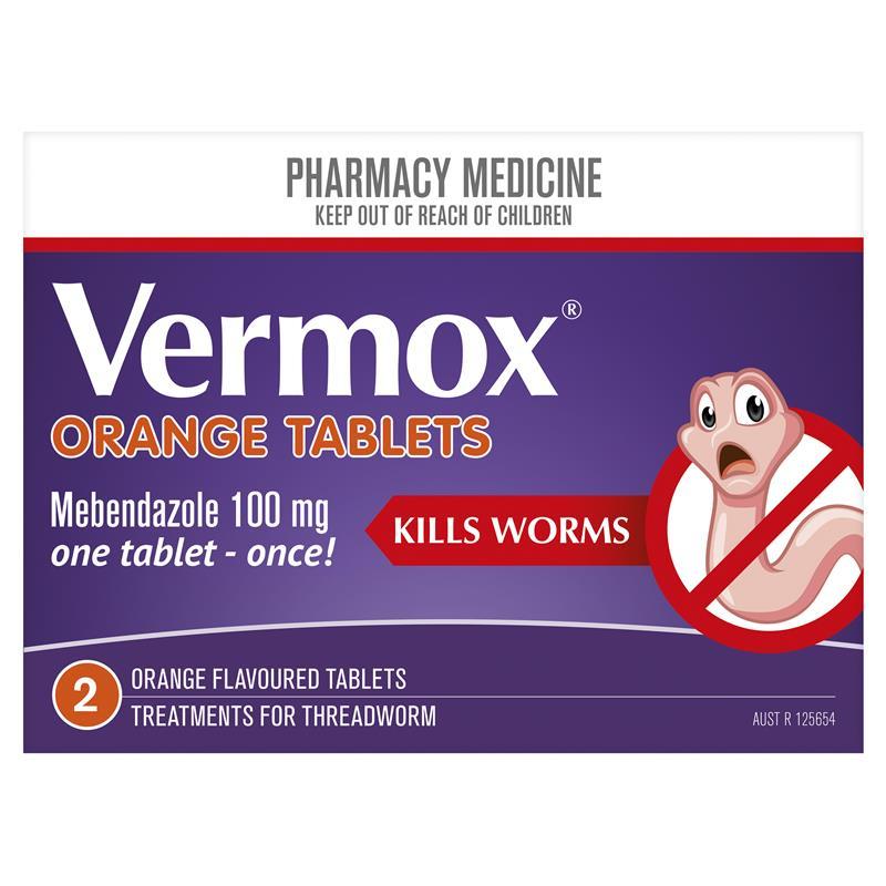 Vermox Worming Treatment Orange 2 Tablets