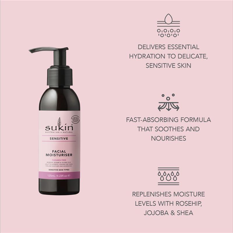 Sukin Sensitive Facial Moisturiser 125ml Pump