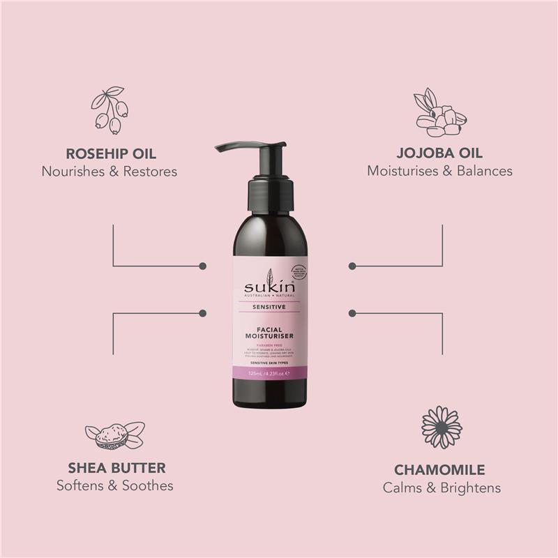 Sukin Sensitive Facial Moisturiser 125ml Pump