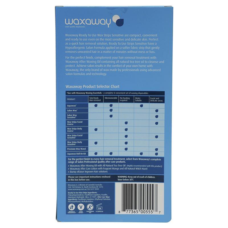 Waxaway Ready To Use Sensitive Wax Body 20 Strips