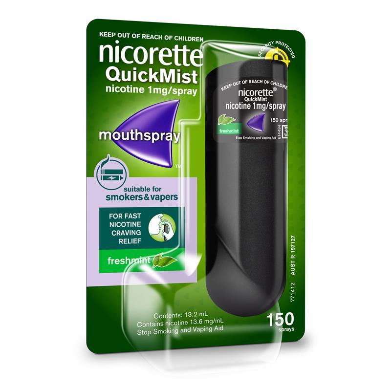 Nicorette Quit Smoking QuickMist Nicotine Mouth Spray Freshmint 150 Pack