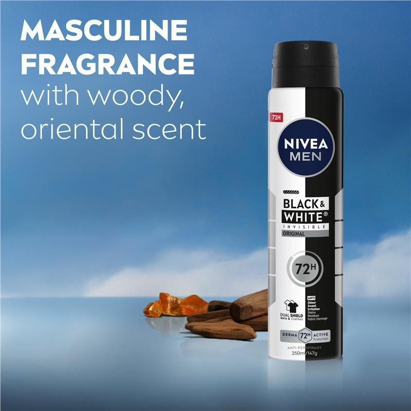 NIVEA MEN Black & White Power Aerosol Deodorant 72H Protection 250ml