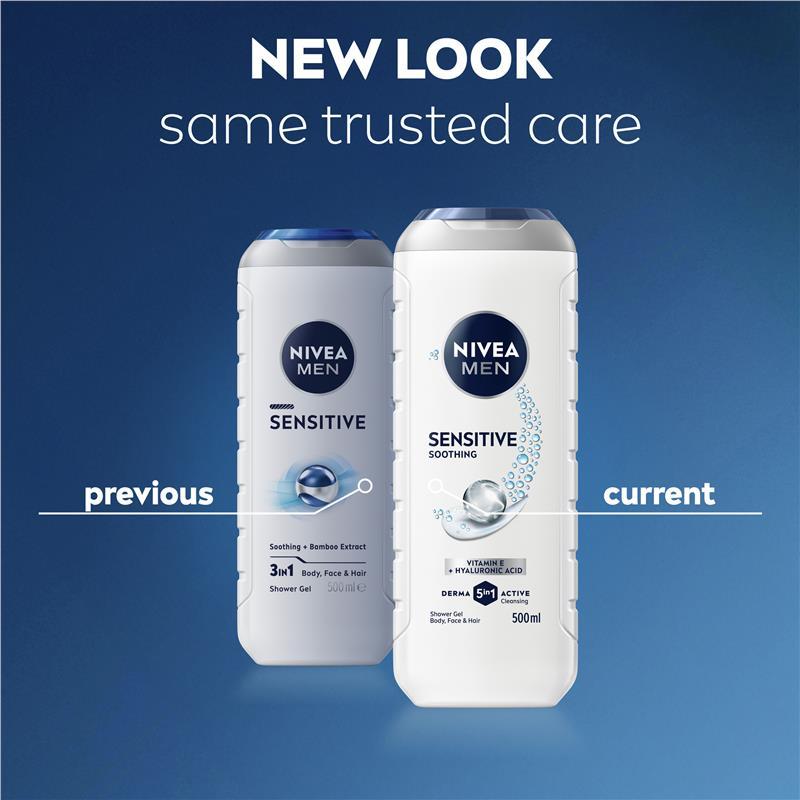 NIVEA MEN Sensitive 3-IN-1 Shower Gel Body Wash 500ml