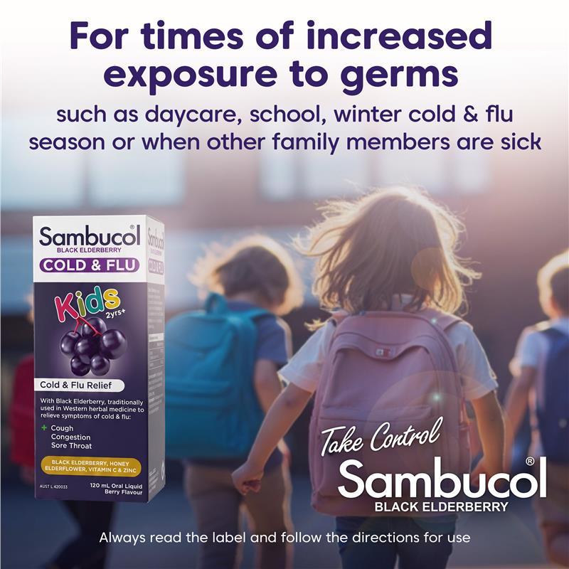 Sambucol Black Elderberry Cold & Flu Kids Liquid 120mL
