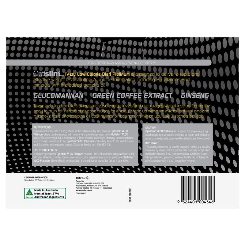 Optislim VLCD Platinum Strawberry Shake 21x25g Sachets