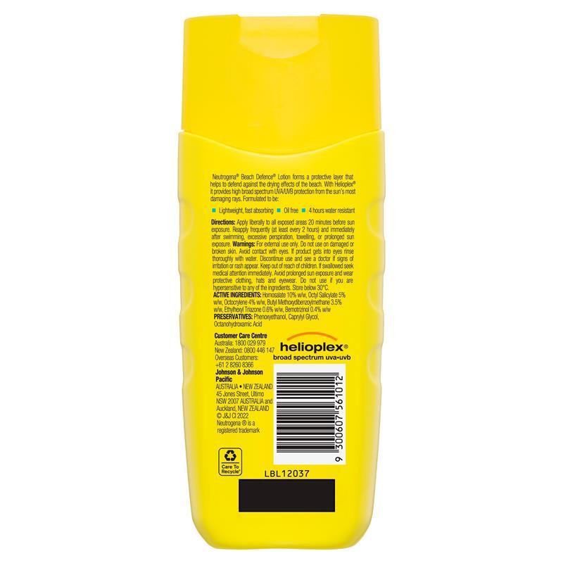 Neutrogena Beach Defence Sun + Water Sunscreen Lotion SPF 50 198mL