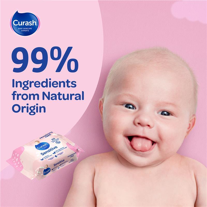 Curash Baby Sensitive Travel Wipes 20 Pack