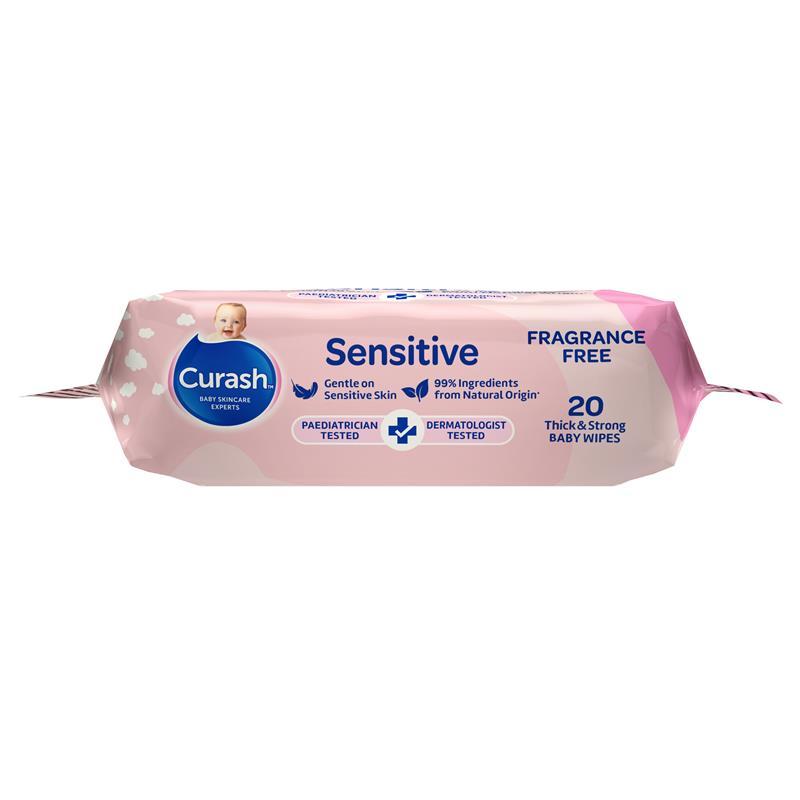 Curash Baby Sensitive Travel Wipes 20 Pack