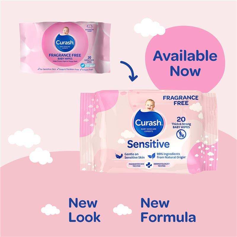 Curash Baby Sensitive Travel Wipes 20 Pack
