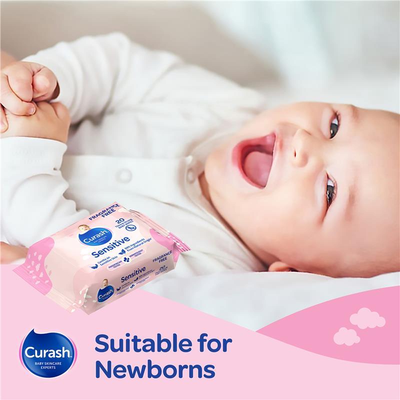 Curash Baby Sensitive Travel Wipes 20 Pack