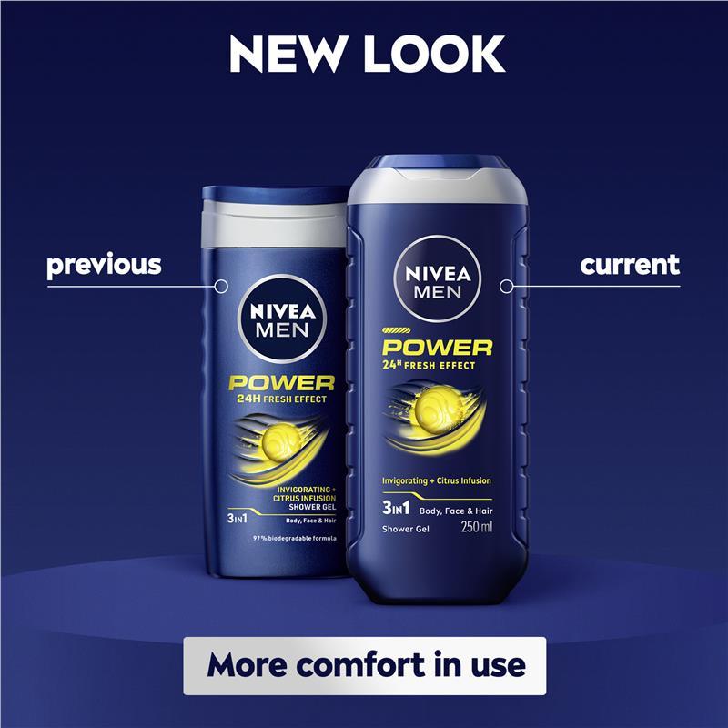 NIVEA MEN Power Refresh 3-IN-1 Shower Gel Body Wash 500ml