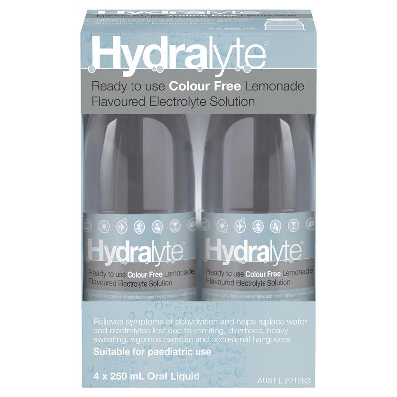 Hydralyte Liquid Colour Free Lemonade Flavoured (4x250ml) Solution