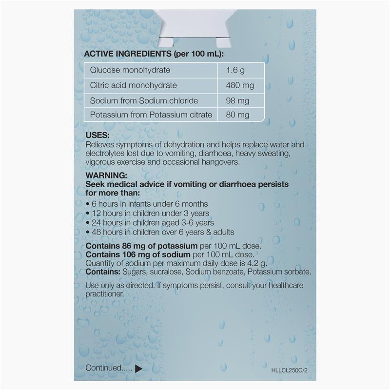 Hydralyte Liquid Colour Free Lemonade Flavoured (4x250ml) Solution