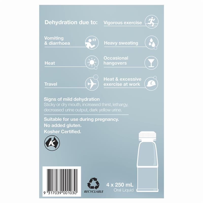 Hydralyte Liquid Colour Free Lemonade Flavoured (4x250ml) Solution