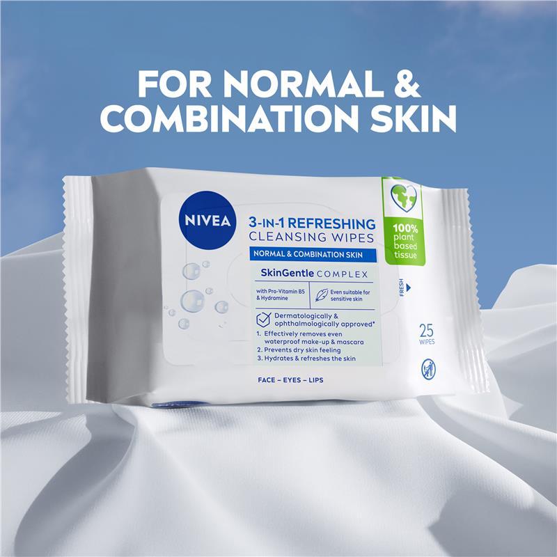 NIVEA 3in1 Refreshing Cleansing Normal & Combination Skin Wipes 7 Pack