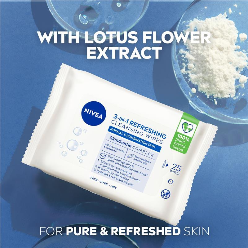 NIVEA 3in1 Refreshing Cleansing Normal & Combination Skin Wipes 7 Pack
