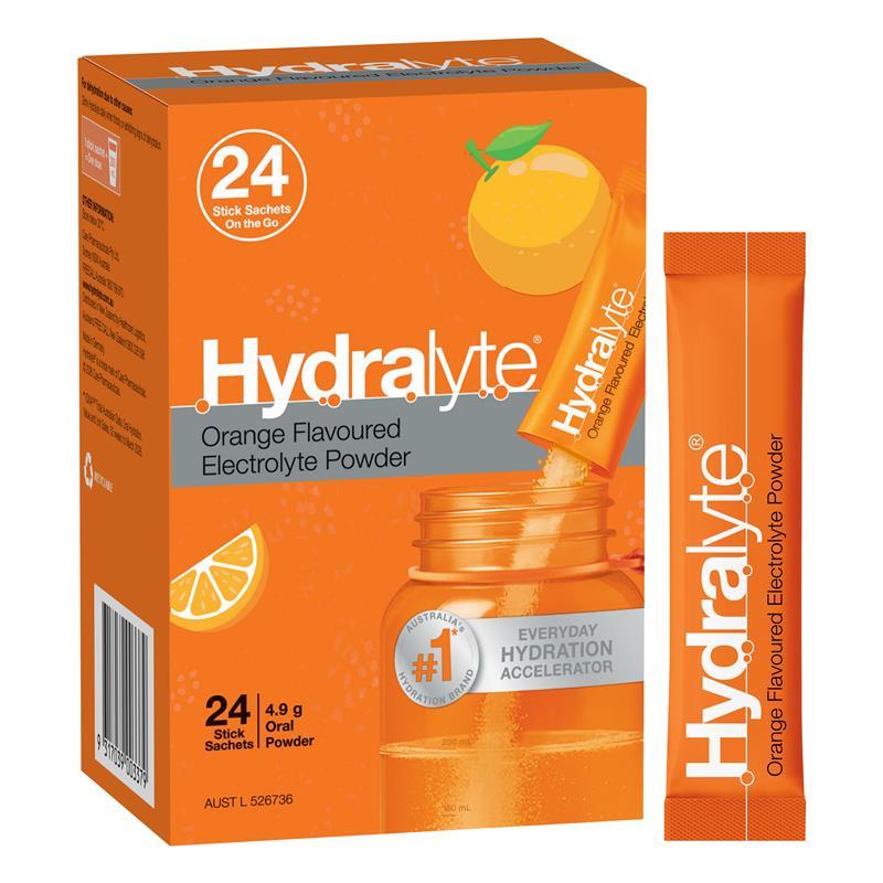 Hydralyte Electrolyte Orange Sachets Value Pack 4.9g x 24