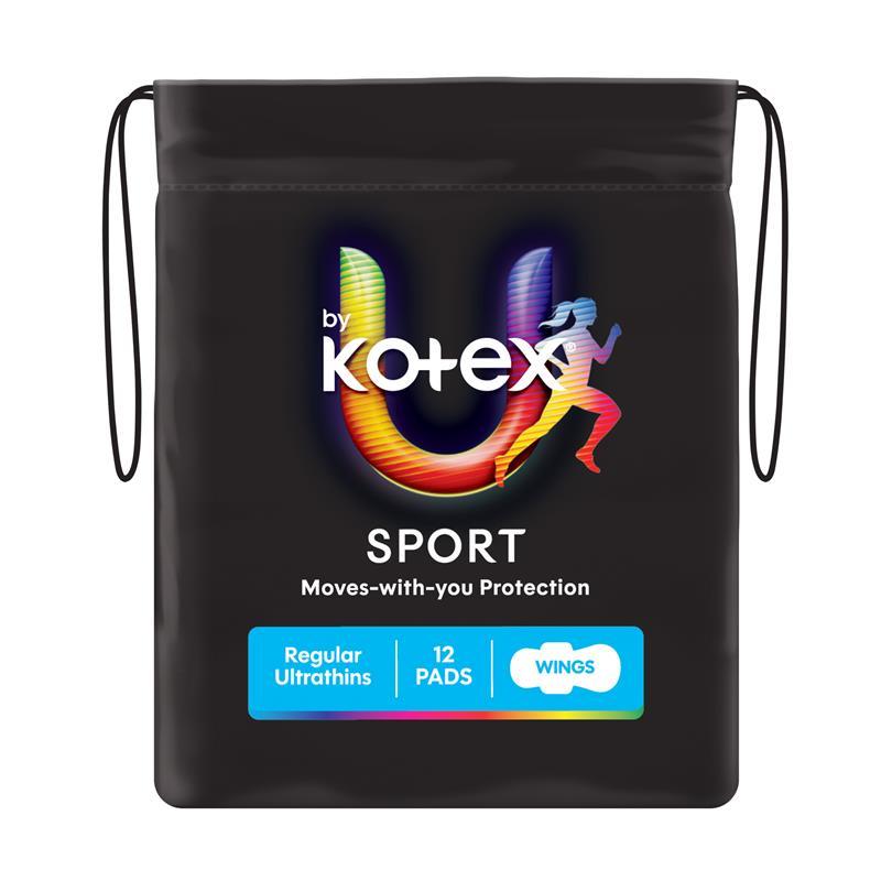 U by Kotex Sport Pads Regular with Wings 12 Pack