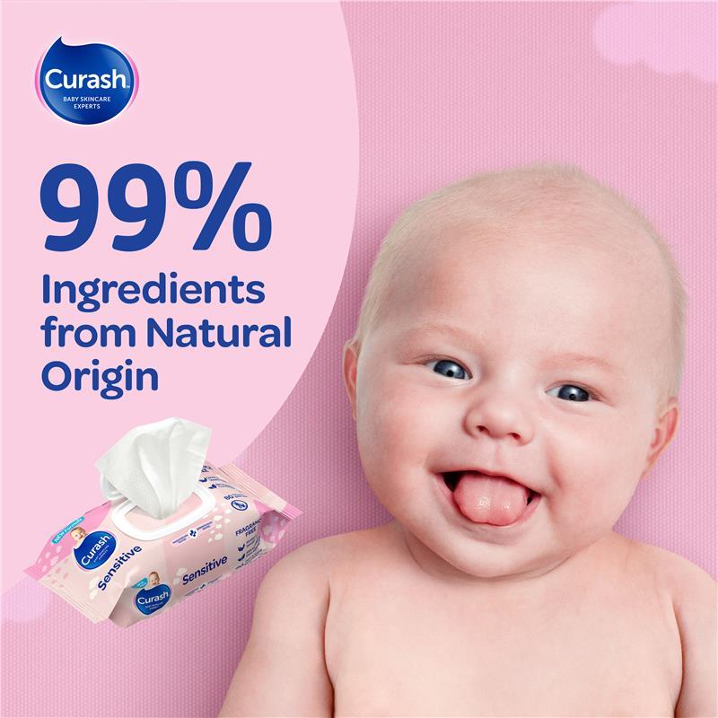 Curash Baby Sensitive Wipes 6 x 80 Value Pack