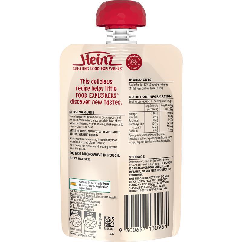 Heinz Apple Strawberry & Passionfruit Pouch 120g 8m+