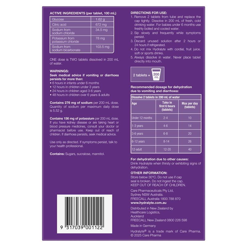 Hydralyte Electrolyte Effervescent Apple Blackcurrant 60 Tablets Exclusive Size
