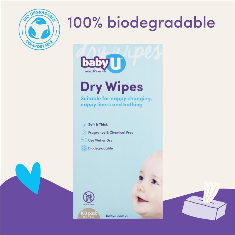 Baby U Dry Wipes 100 Pack