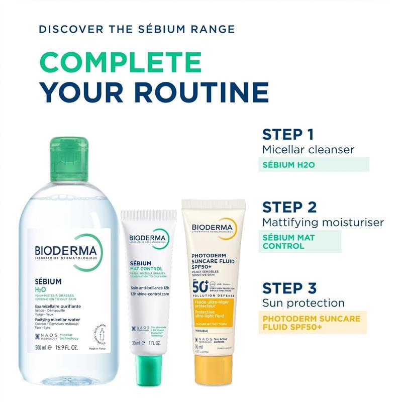 Bioderma Sebium H2O Purifying Micellar Water Cleanser for Oily Skin 500ml