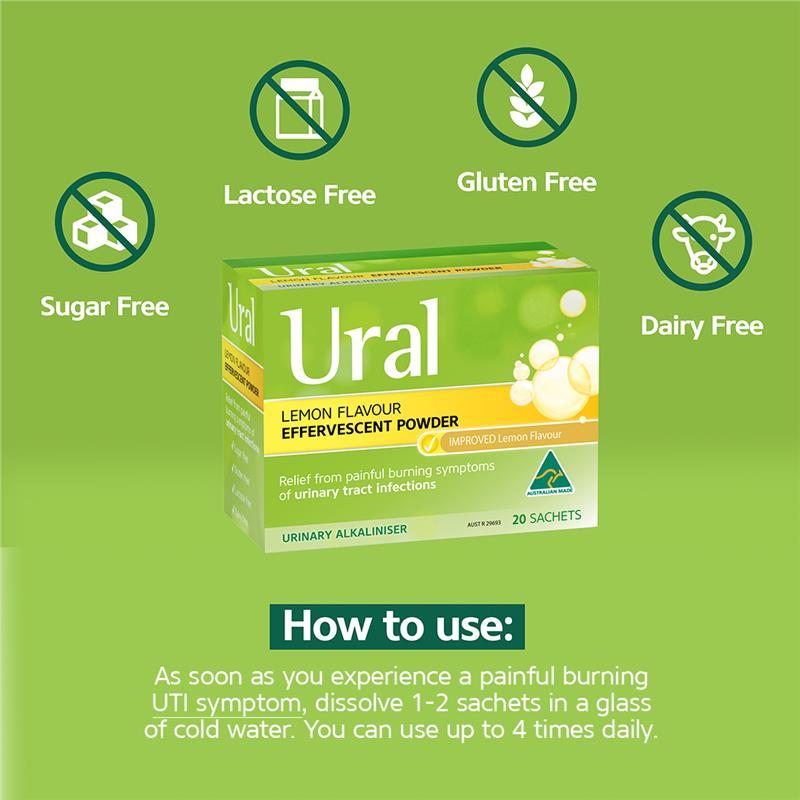 Ural Effervescent Powder Lemon 28 Sachets