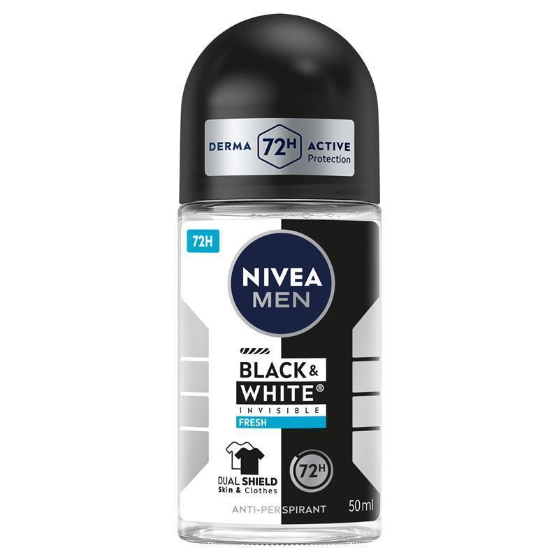 NIVEA MEN Black & White Fresh Roll On Deodorant 72H Protection 50ml