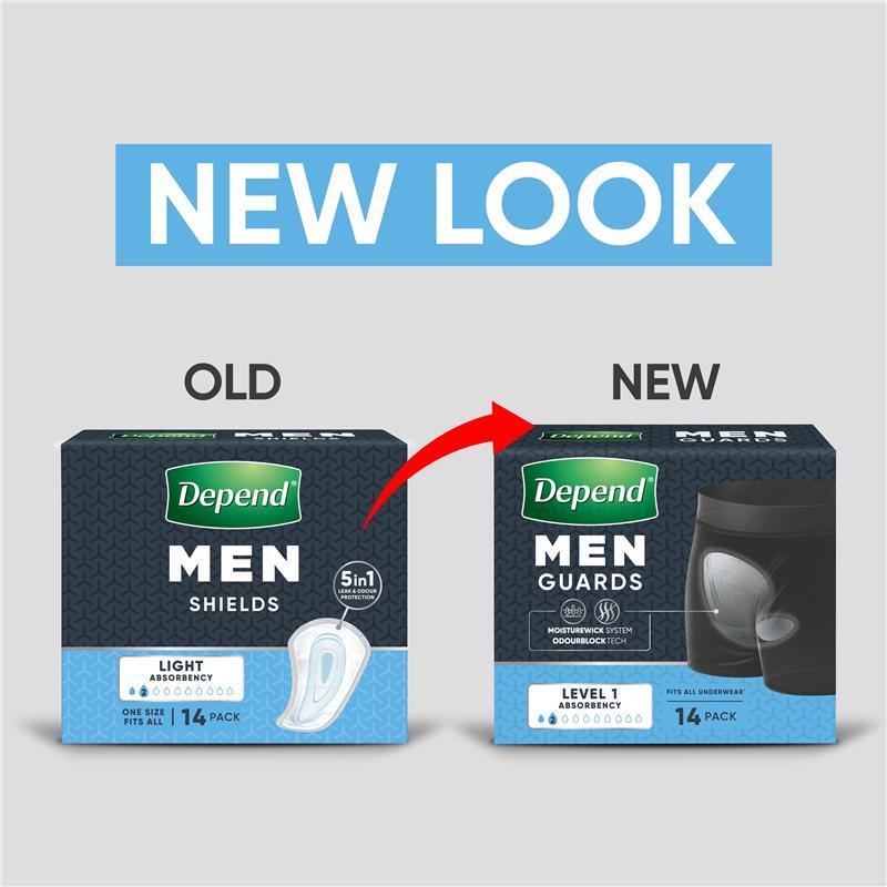 Depend Men Incontinence Shield Level 1 14 Pack