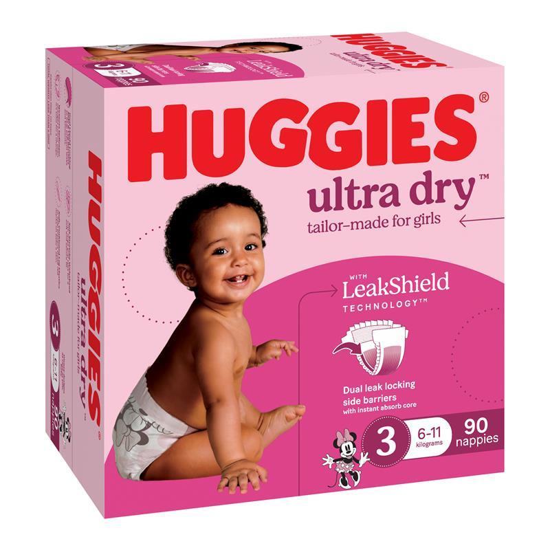 Huggies Ultra Dry Nappies Girls Size 3 (6-11kg) 90 Pack