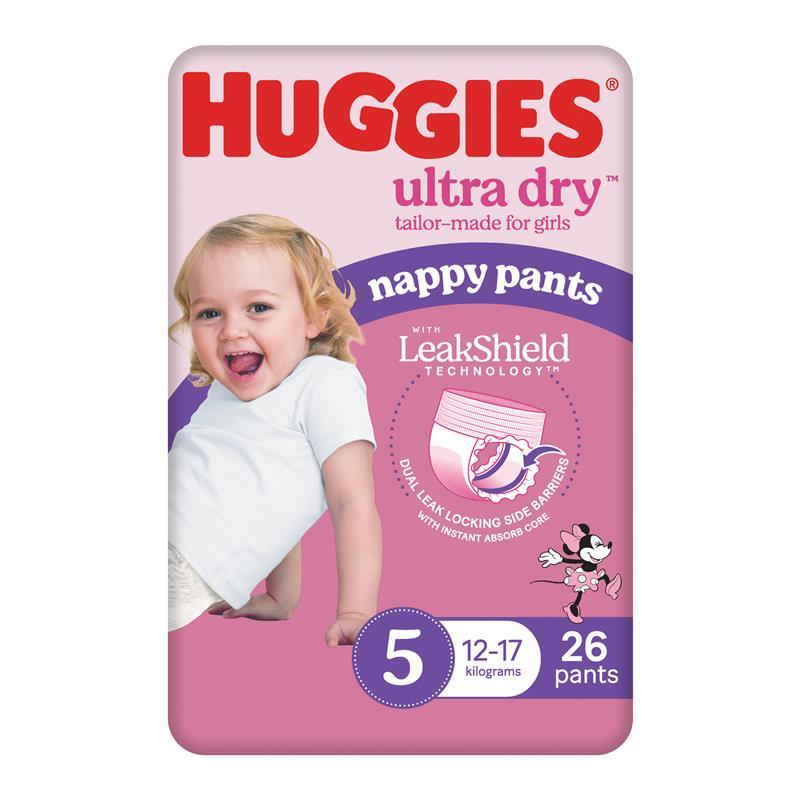 Huggies Ultra Dry Nappy Pants Girls Size 5 (12-17kg) 26 Pack