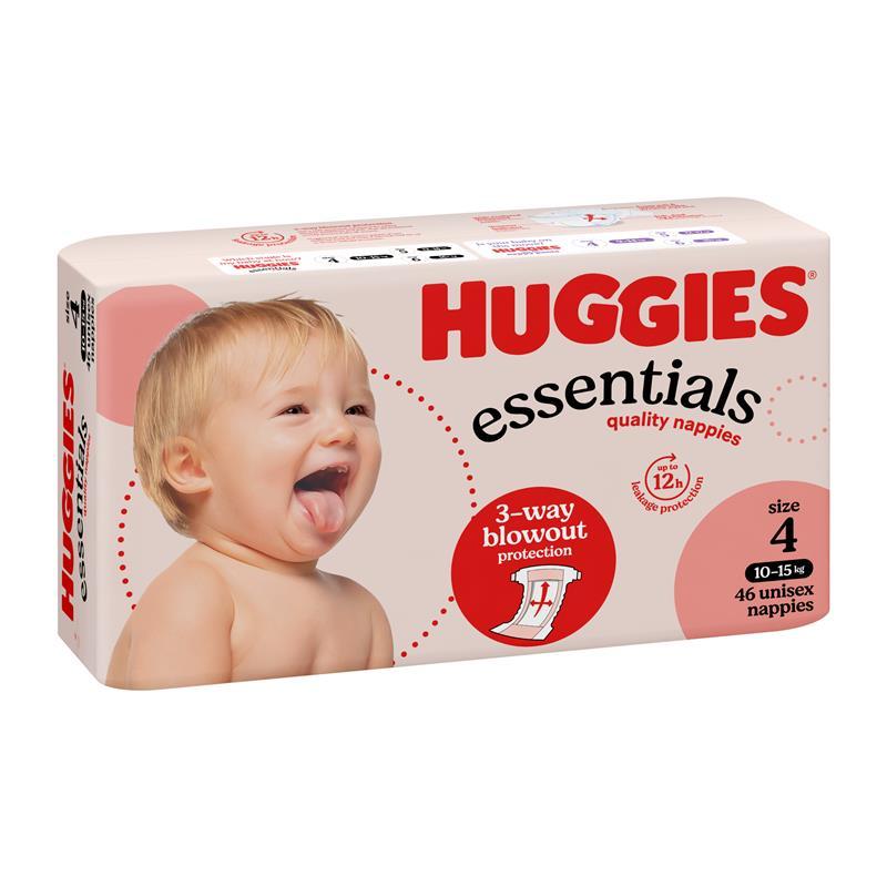 Huggies Essentials Nappies Size 4 (10- 15kg) 46 Pack