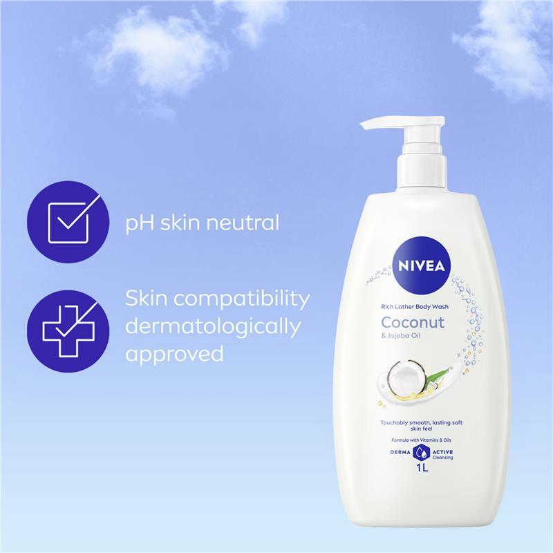 NIVEA Coconut & Jojoba Oil Rich Body Wash 1L