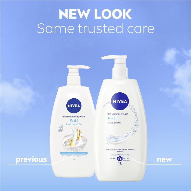 NIVEA Soft & Almond Oil Rich Body Wash 1L