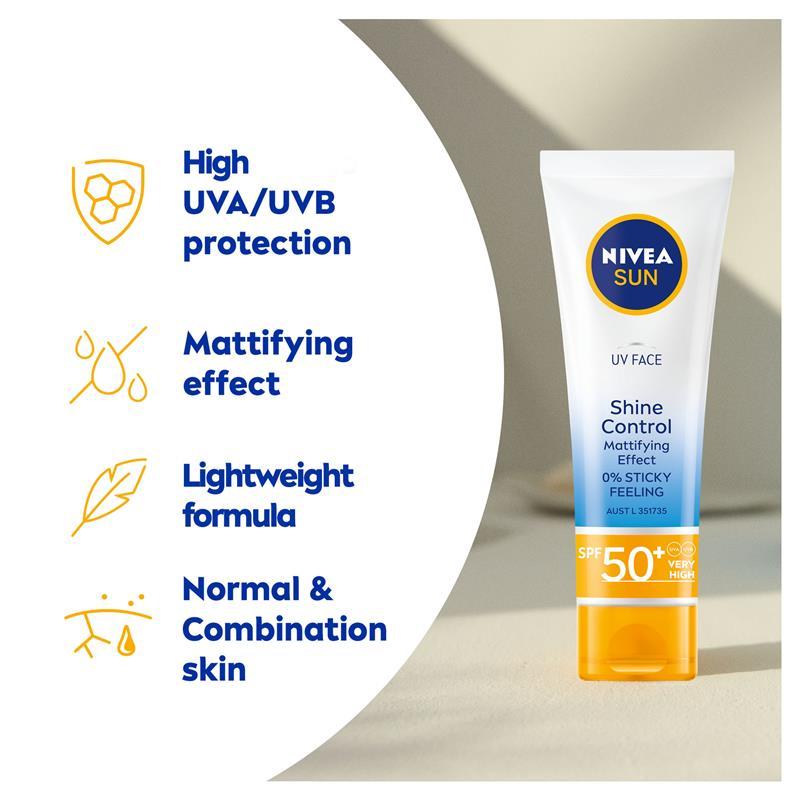 NIVEA Sun UV Face Sunscreen Shine Control SPF50 50ml