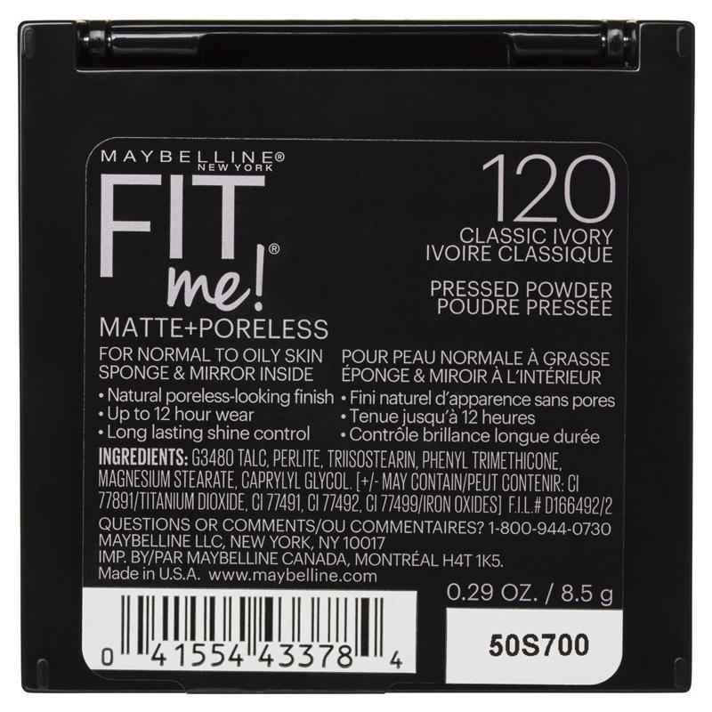 Maybelline Fit Me Matte & Poreless Pressed Powder - Classic Ivory 120