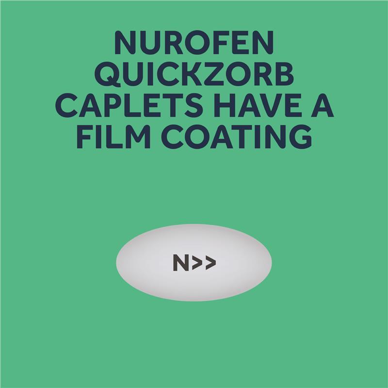 Nurofen Quickzorb Pain Relief Caplets 96 pack Ibuprofen Lysine 342mg