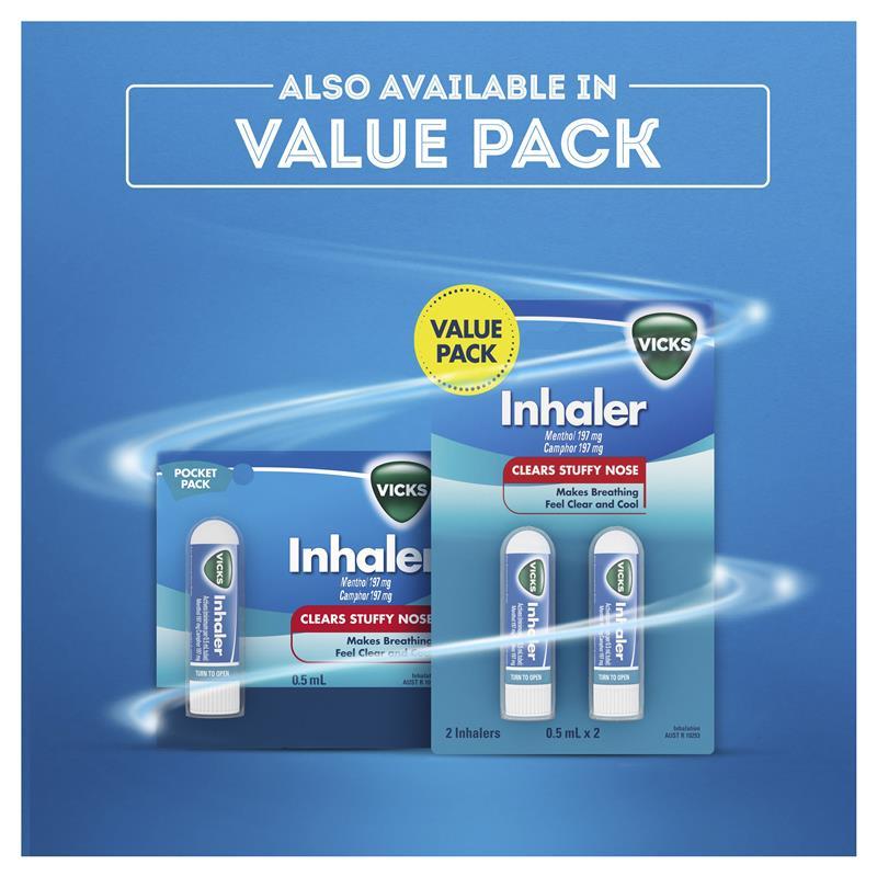 Vicks Inhaler Nasal Decongestant 2 Pack