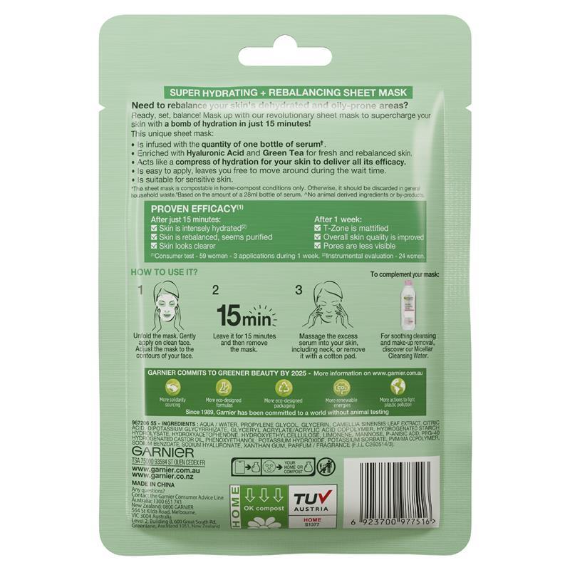 Garnier Hydra Bomb Hyaluronic Acid + Green Tea Sheet Mask