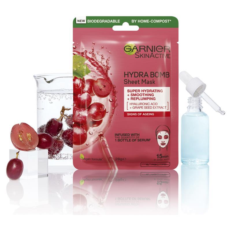 Garnier Hydra Bomb Hyaluronic Acid + Grape Seed Anti Ageing Sheet Mask
