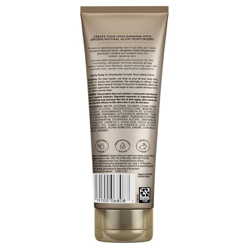 Jergens Natural Glow Skin Brightening Moisturiser Fair To Medium Skin Tones 221ml