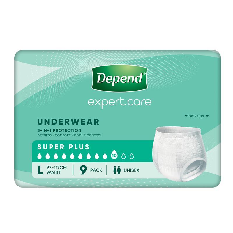 Depend Expert Care Incontinence Underwear Super Plus Large 9 Pack