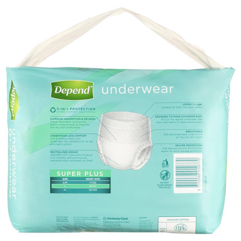 Depend Expert Care Incontinence Underwear Super Plus Large 9 Pack