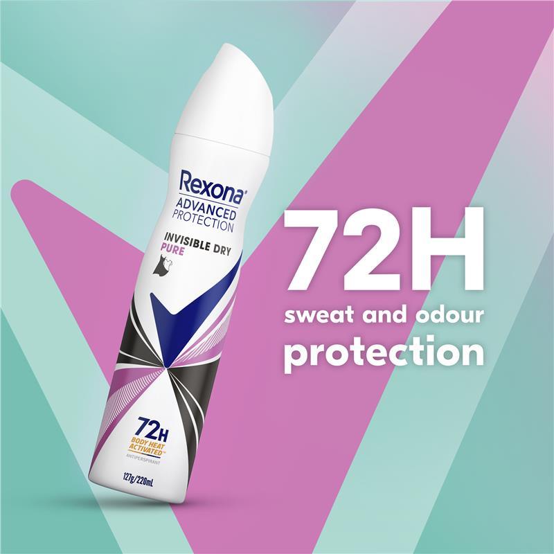 Rexona Women Advanced Antiperspirant Aerosol Invisible Dry Pure 220ml
