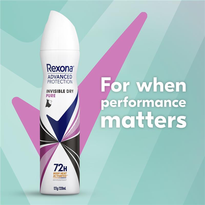 Rexona Women Advanced Antiperspirant Aerosol Invisible Dry Pure 220ml