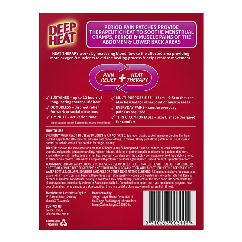 Deep Heat Period Pain Heat Patches 3 Pack