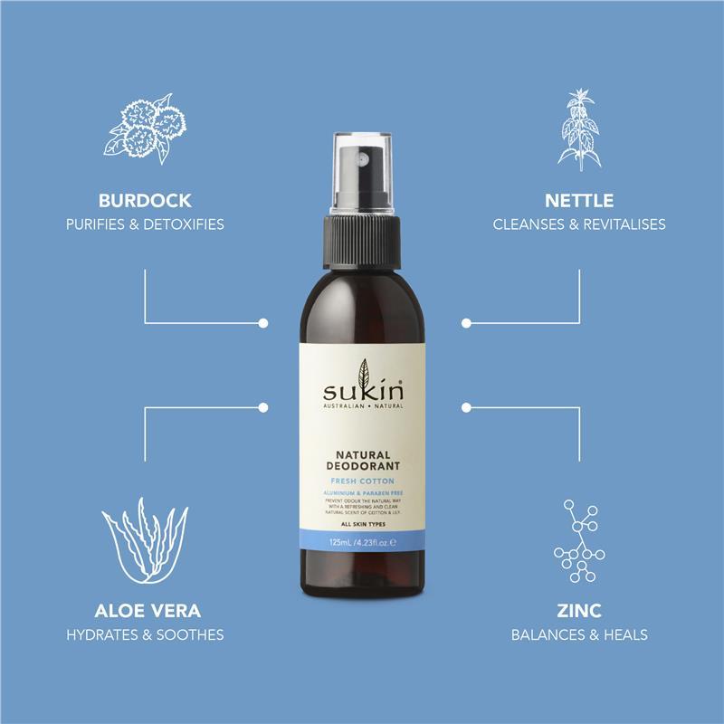 Sukin Natural Deodorant Fresh Cotton 125ml